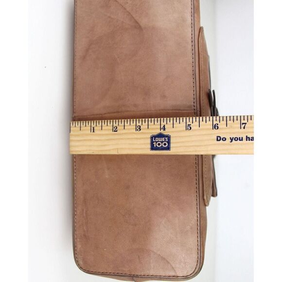 LARGE Frye TAN BROWN GENUINE LEATHER LOGO SHOULDER BAG HOBO TOTE HANDBAG PURSE - Picture 11 of 14